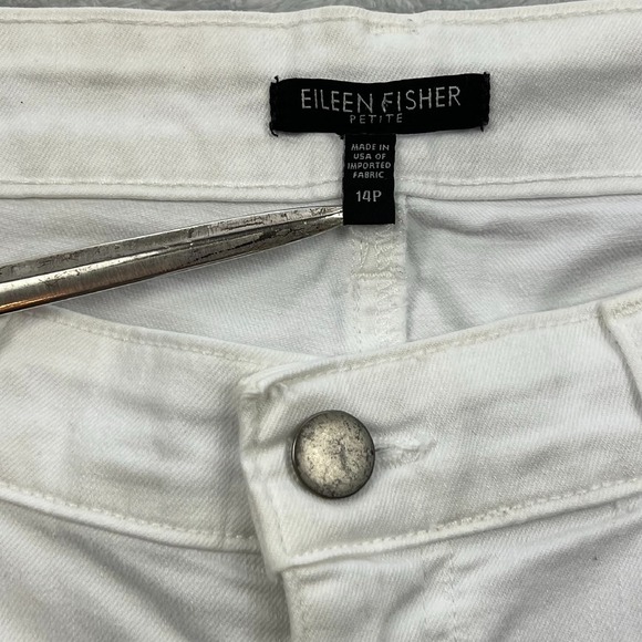Eileen Fisher White Denim Jeans Petite 14P USA Made Minimalist Organic Cotton - Picture 3 of 9